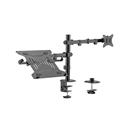 Držák monitoru na stůl s podstavcem pro notebook,  GEMBIRD MA-DA-03, naklápěcí, až do 32” a 9kg, černý