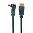 Kabel CABLEXPERT HDMI-HDMI            1,8m, 1.4, M/M stíněný, zlacené kontakty, 90° lomený, černý