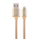 Kabel CABLEXPERT USB 2.0 Lightning (IP5 a vyšší) nabíjecí a synchronizační kabel, opletený, 1,8m, zlatý, blister