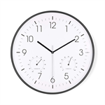 Nástěnné hodiny NEDIS CLWA4226BK, tichý chod,  teploměr, vlhkoměr, plast,  30cm
